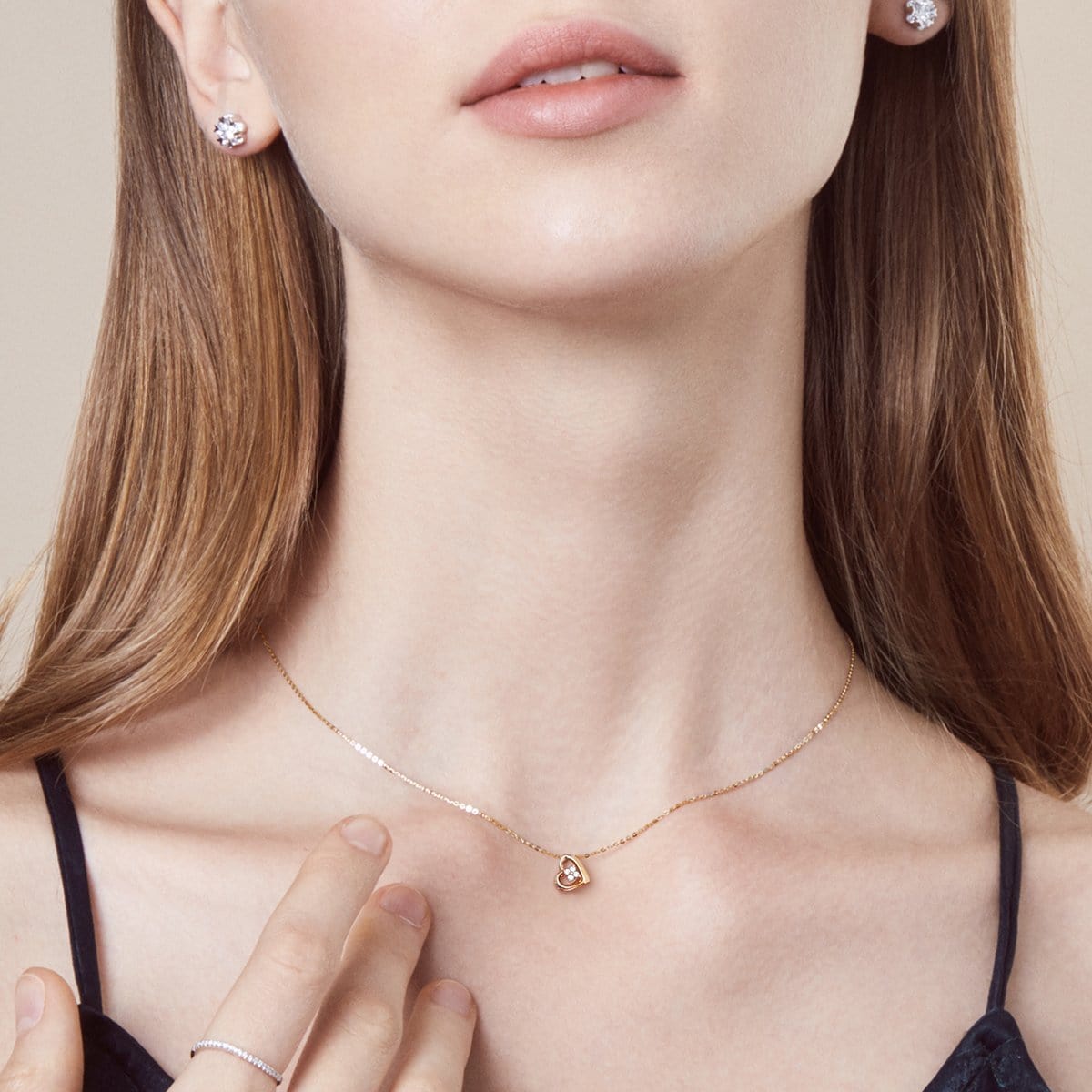 14K White Gold Inside Diamond Heart Necklace